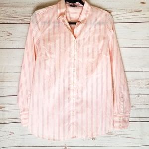 Ann Taylor Pink Stripe Button Shirt